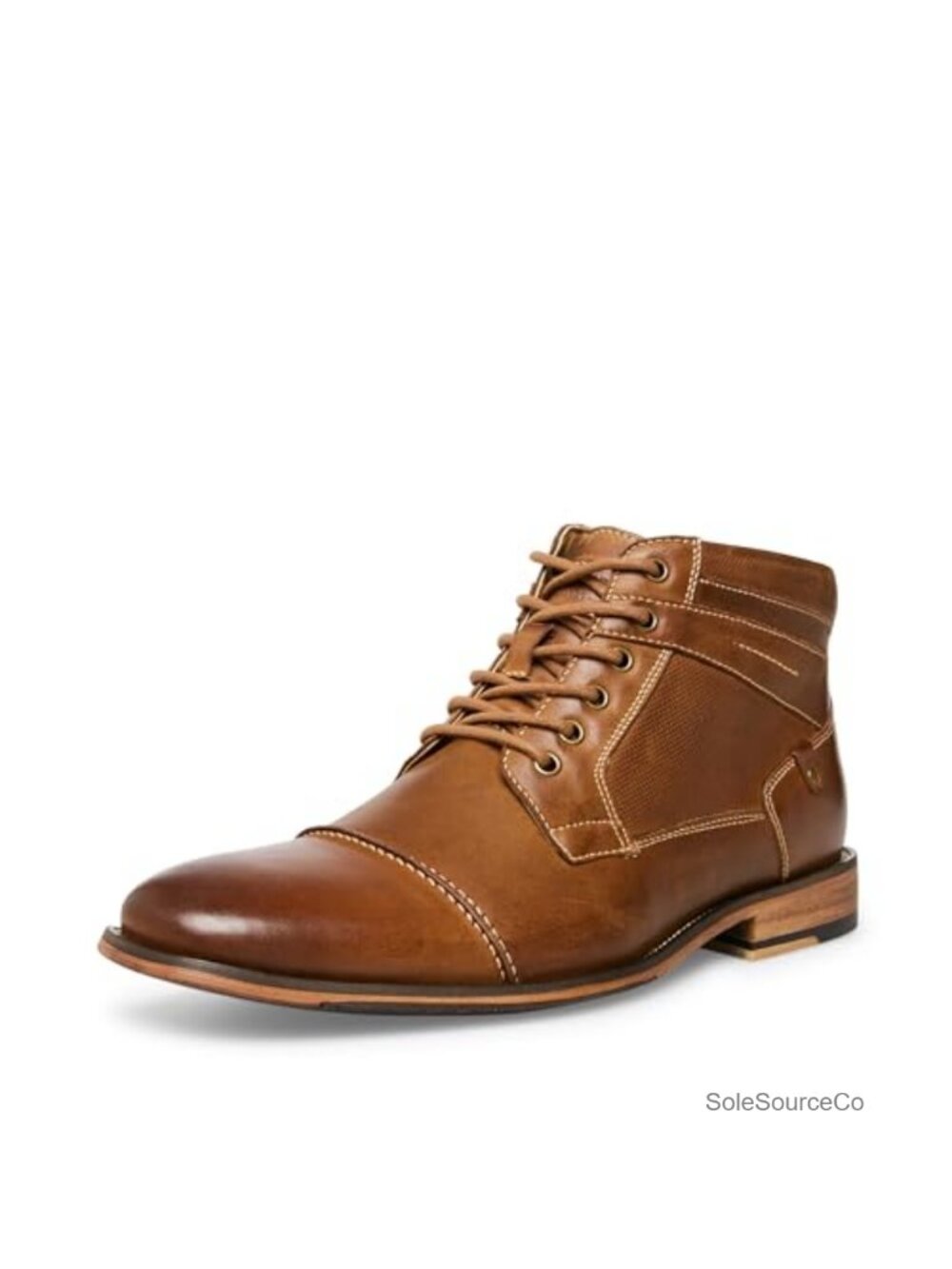 Genuine Leather Men's Combat Boots Lace-Up Side Zipper Ankle